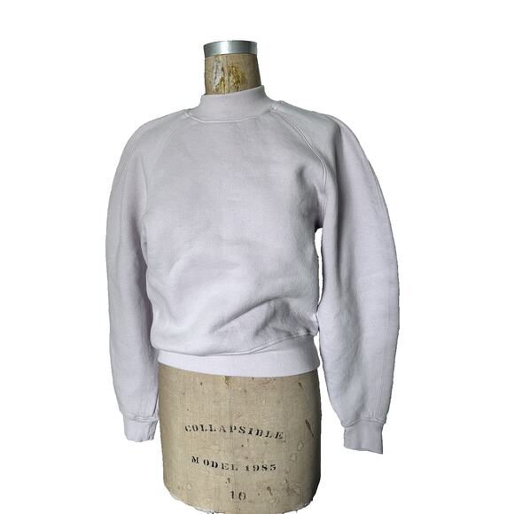 Agolde Wear Balloon Sleeve Sweatshirt Sz XS Light Pink Blush Mock Neck - Picture 1 of 16
